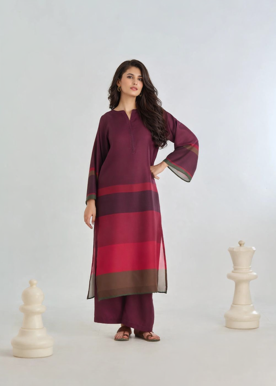 Striped Maroon Coord Set