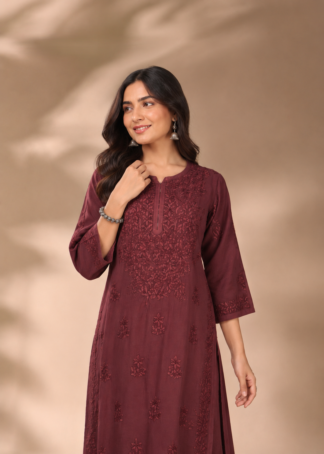 Adaa Chikankari 2 Piece Set - Deep Rust