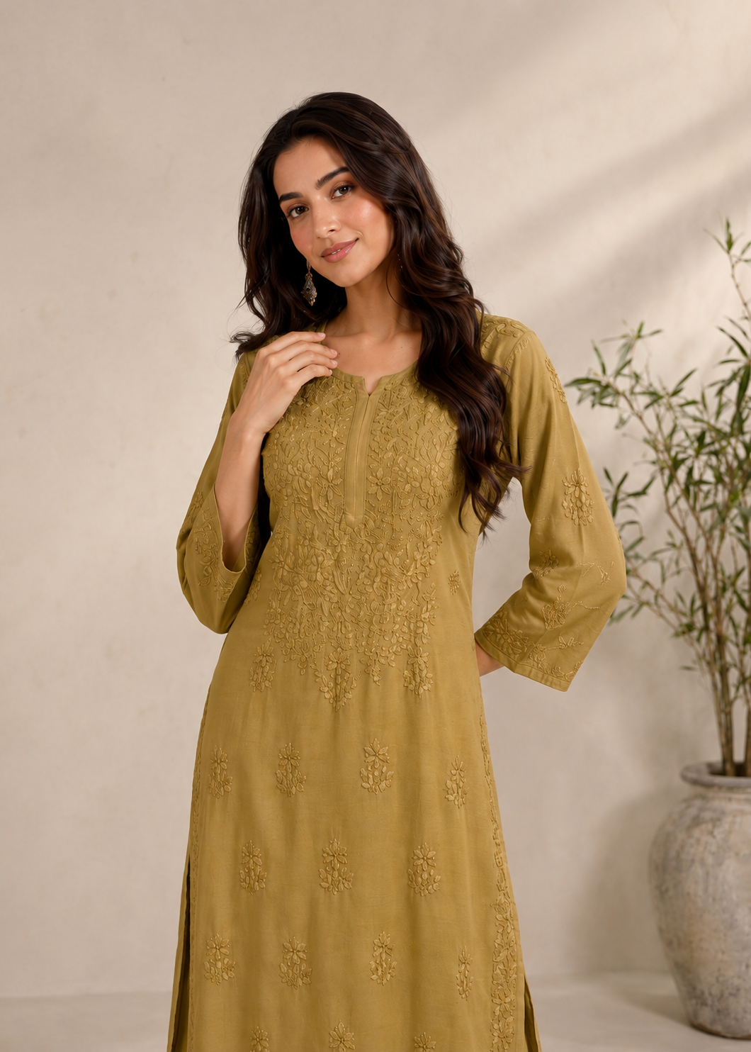 Adaa Chikankari 2 Piece Set - Mustard