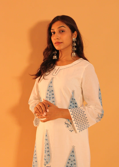 Blue-White Printed Coord