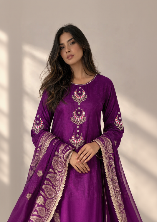 Violet Banaras Salwar Set