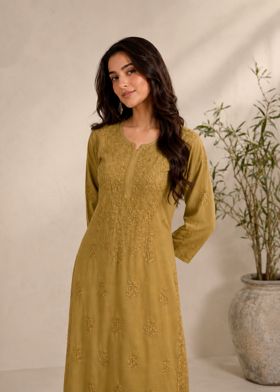 Adaa Chikankari 2 Piece Set - Mustard