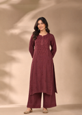 Adaa Chikankari 2 Piece Set - Deep Rust