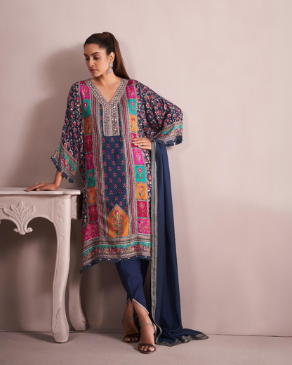 Royal Blue Mirror Kaftaan