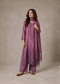 Noor Chikankari 3 Piece Set - Berry Purple