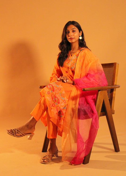 Orange Pink Anarkali