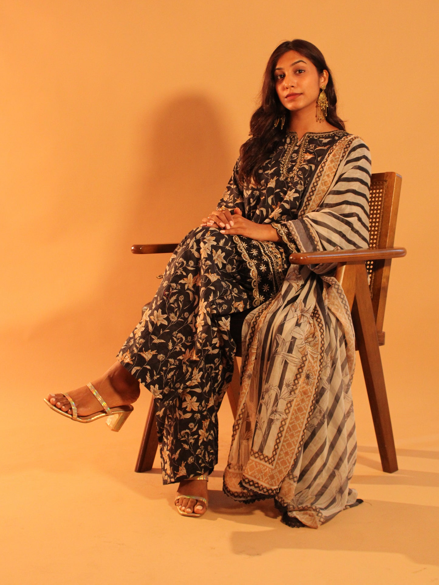 Black Farshi Salwar Set | Pure Cotton | 3 Piece Set