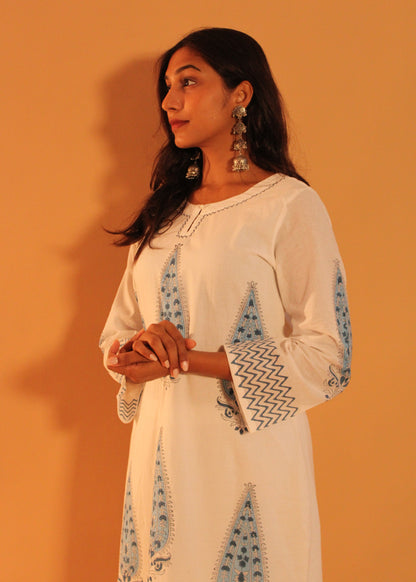 Blue-White Printed Coord