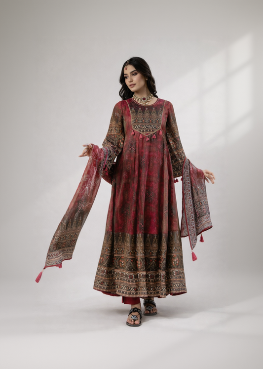 Dark Pink Anarkali Set