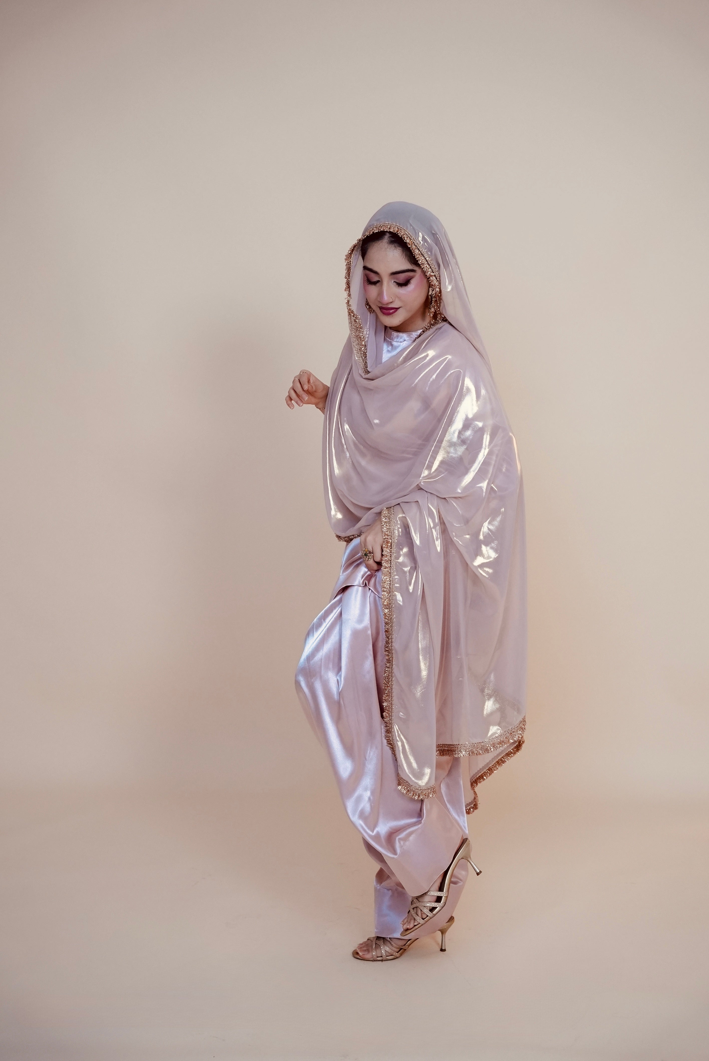 Blush Pink Farshi Salwar with Potli