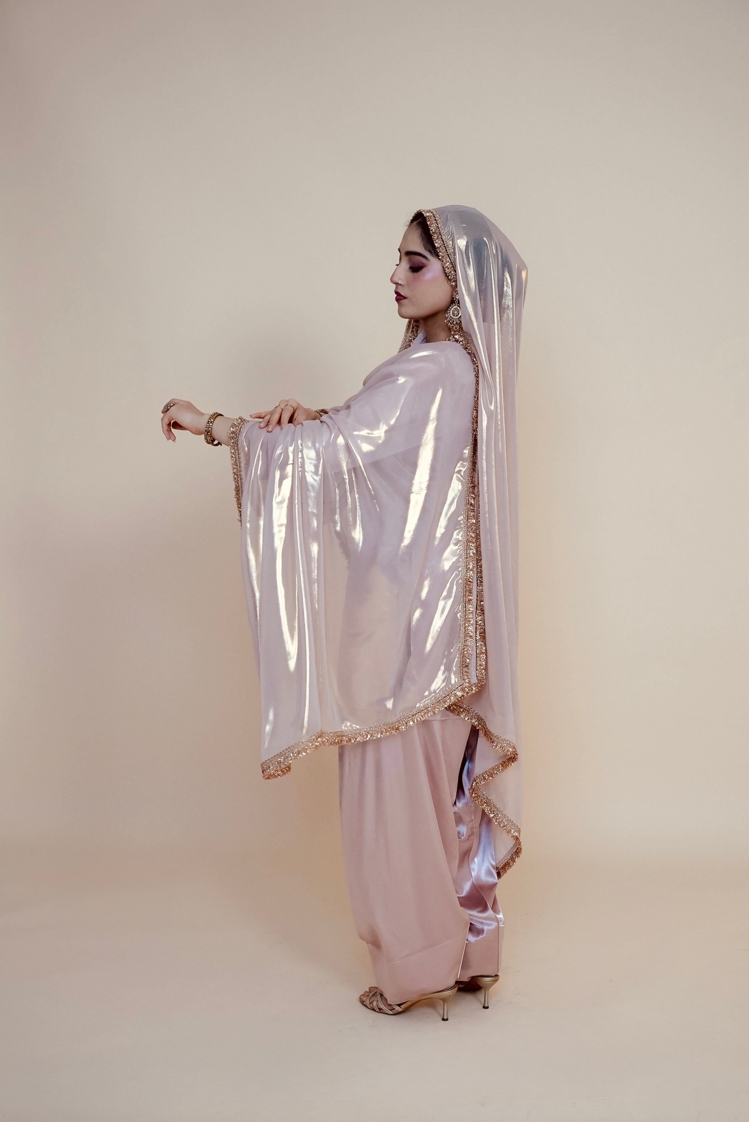Blush Pink Farshi Salwar with Potli