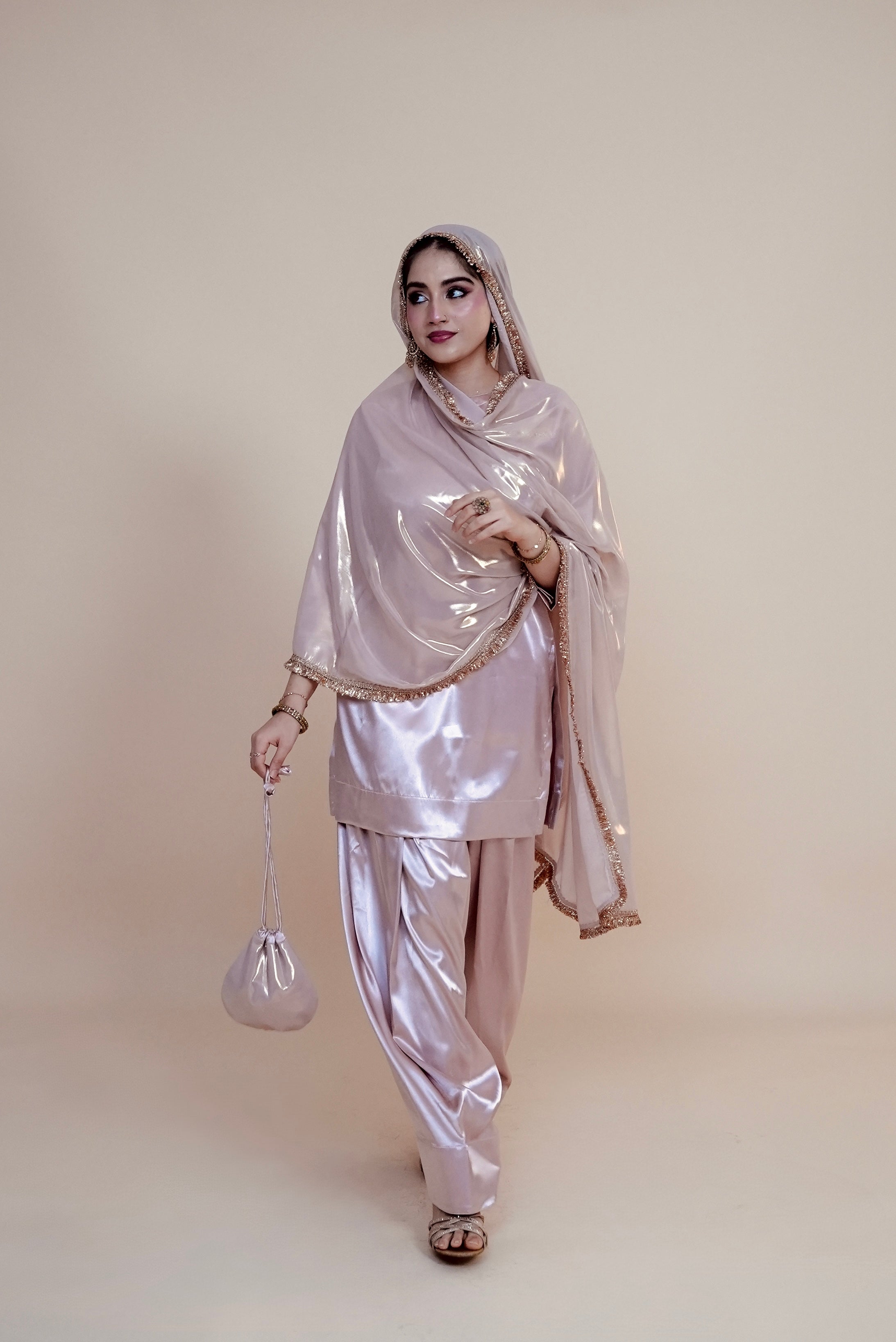Blush Pink Farshi Salwar with Potli
