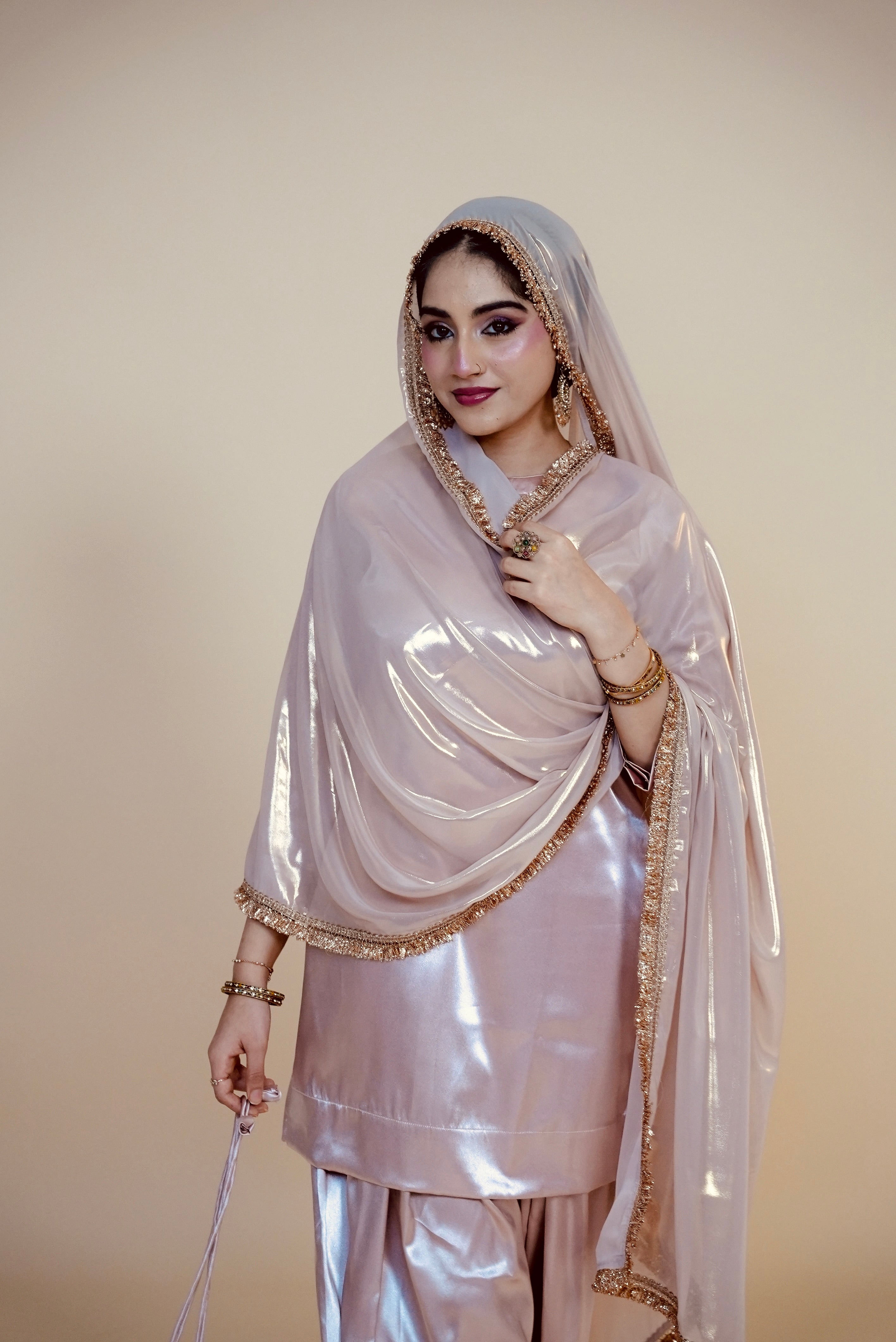 Blush Pink Farshi Salwar with Potli