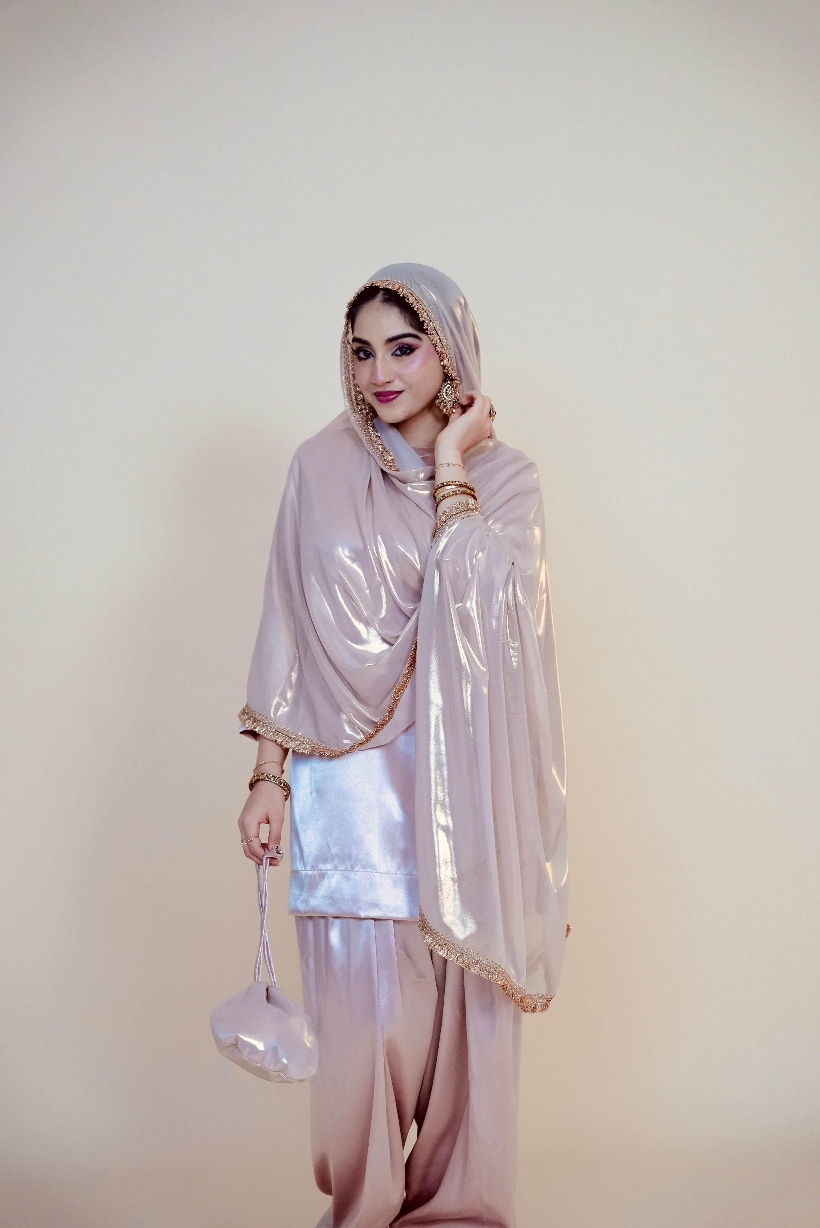Blush Pink Farshi Salwar with Potli