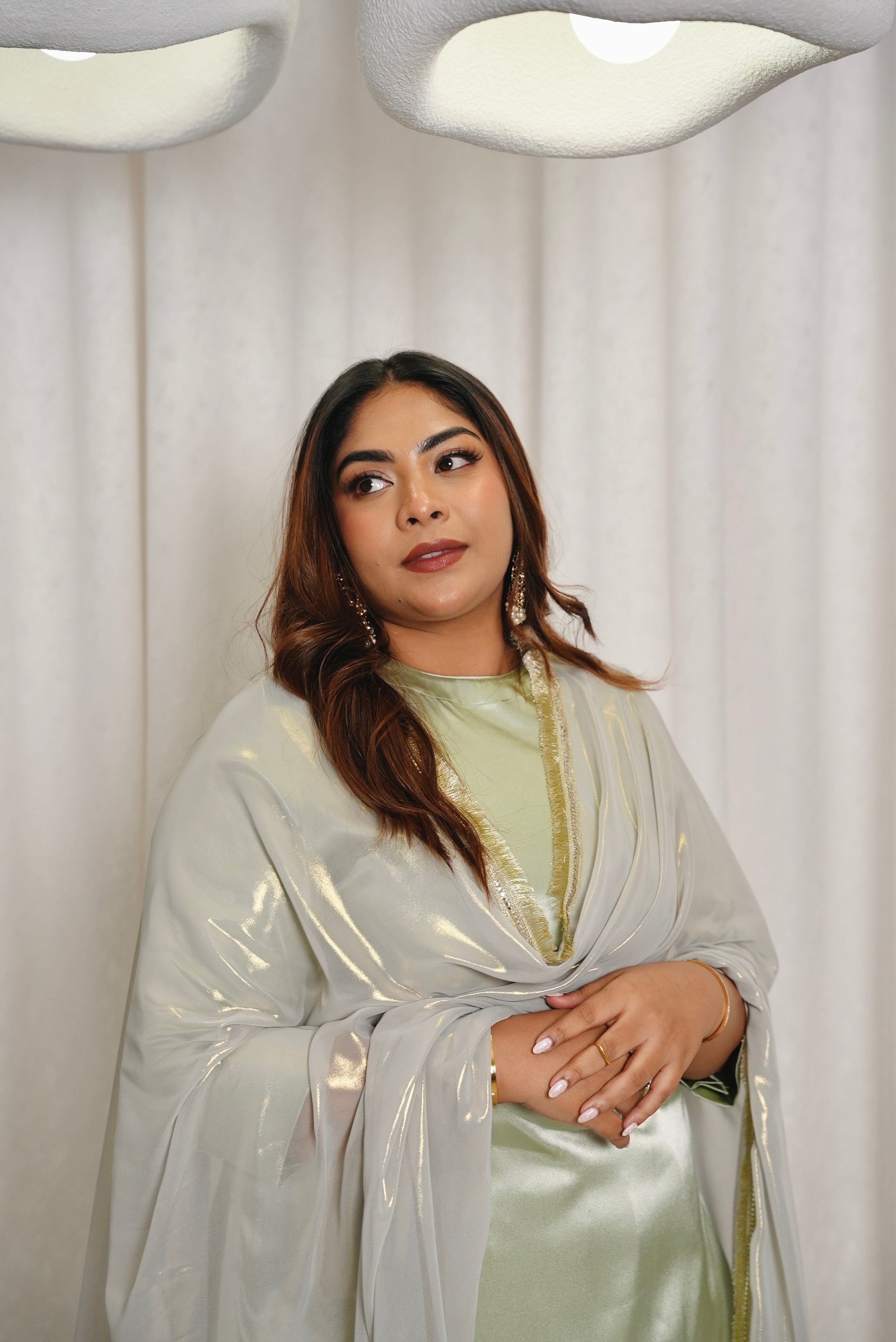 Sage Green Farshi Salwar with Potli