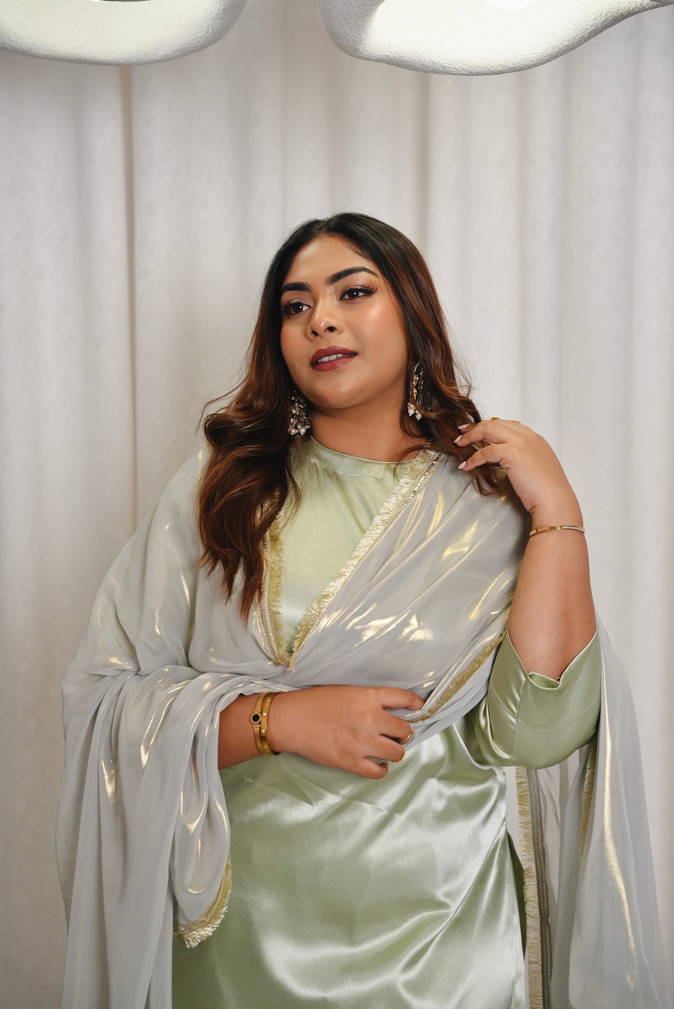 Sage Green Farshi Salwar with Potli