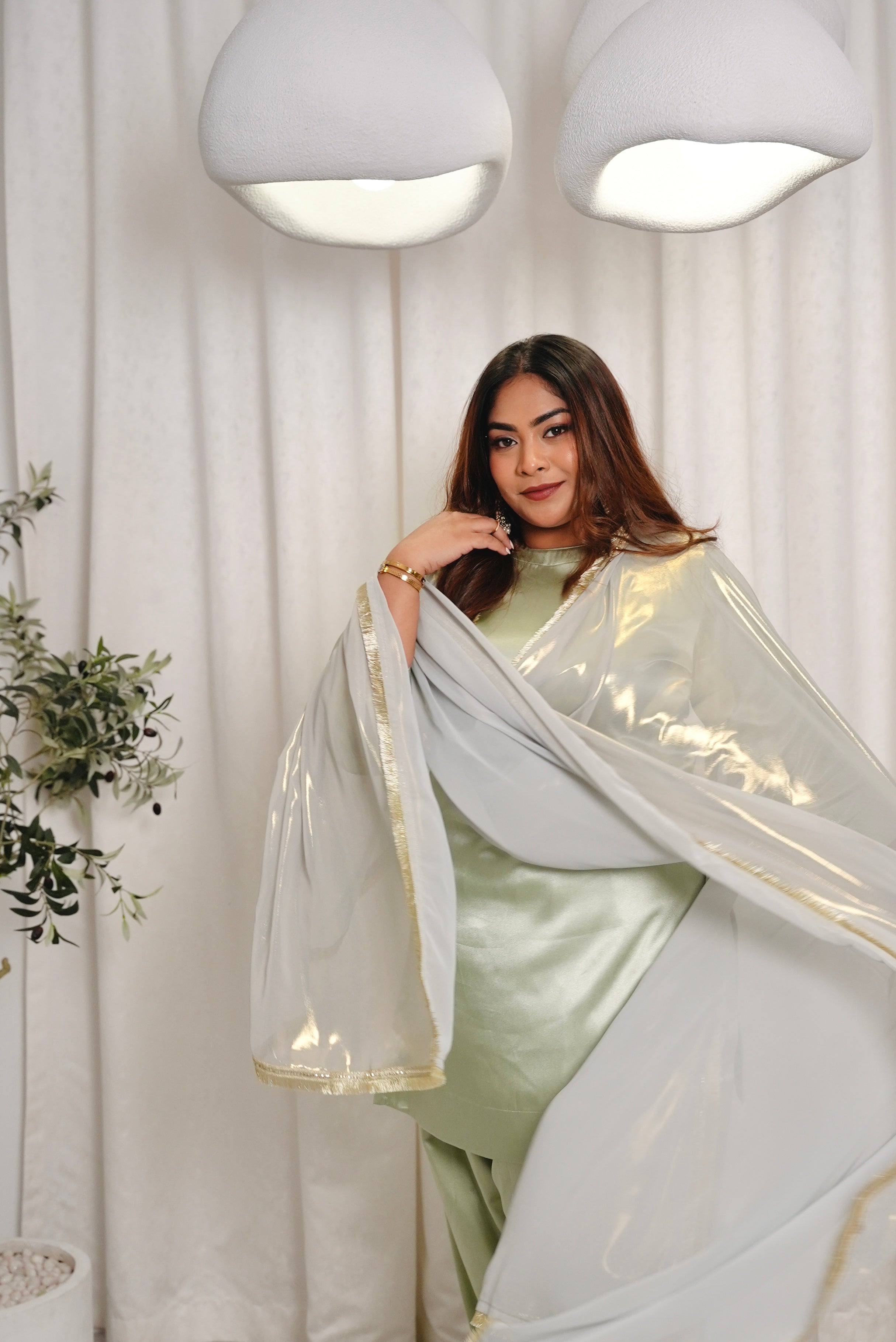 Sage Green Farshi Salwar with Potli