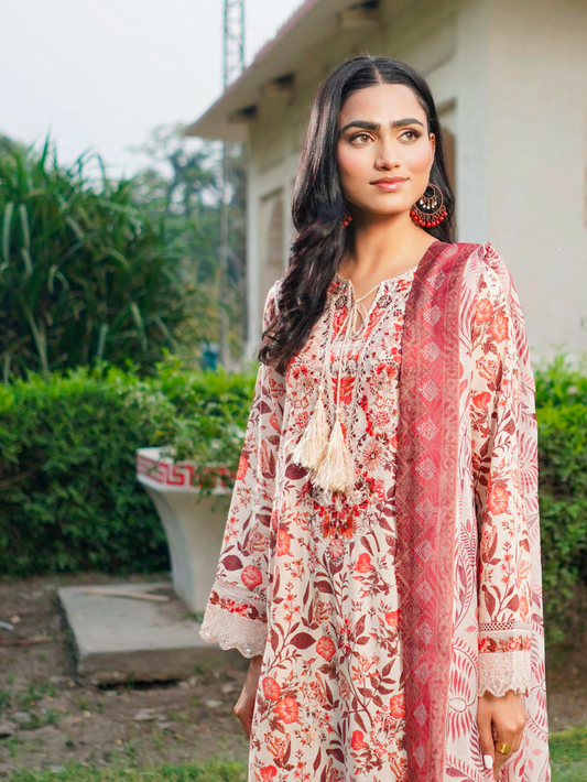 Badami Embroidered Stitched Salwar Set | Lawn Cotton | Munira