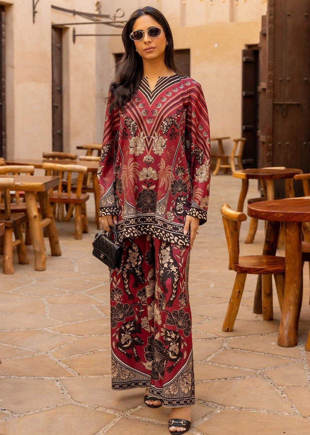 Floral Maroon Coord Set