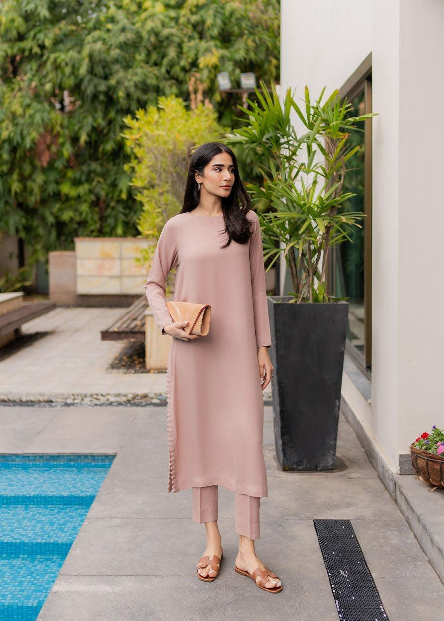 Beige Buttoned Coord Set