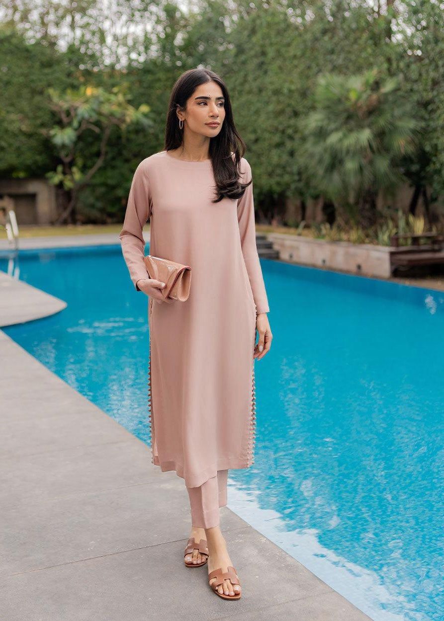 Beige Buttoned Coord Set